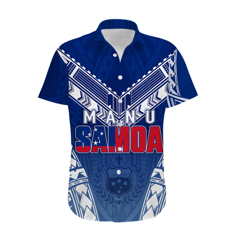 Personalised Samoa Rugby Hawaiian Shirt Manu Samoa Gradient Blue