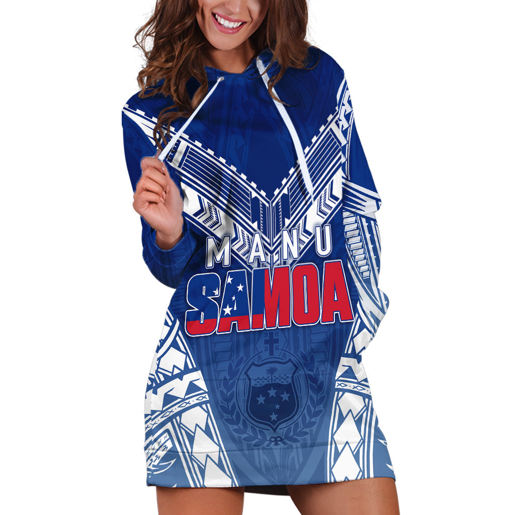 Personalised Samoa Rugby Hoodie Dress Manu Samoa Gradient Blue