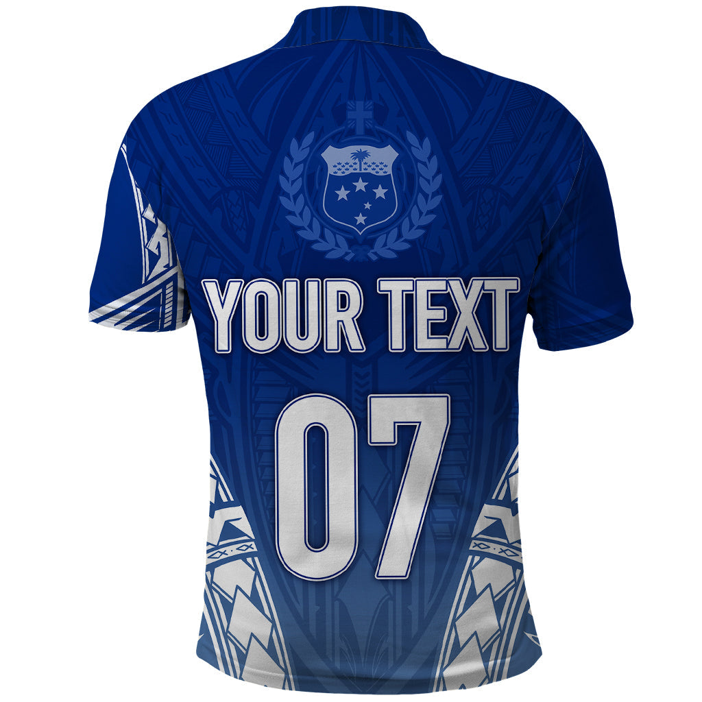 Personalised Samoa Rugby Polo Shirt Manu Samoa Gradient Blue