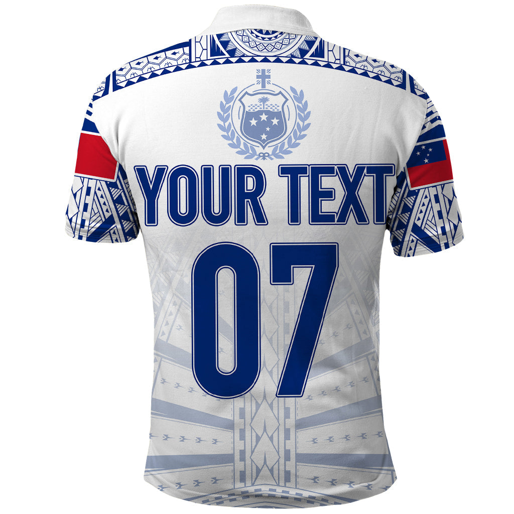 Personalised Samoa Rugby Polo Shirt Manu Samoa Gradient White