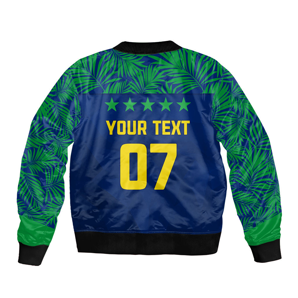 Personalised Brazil Football Sleeve Zip Bomber Jacket Women's WC 2023 Selecao