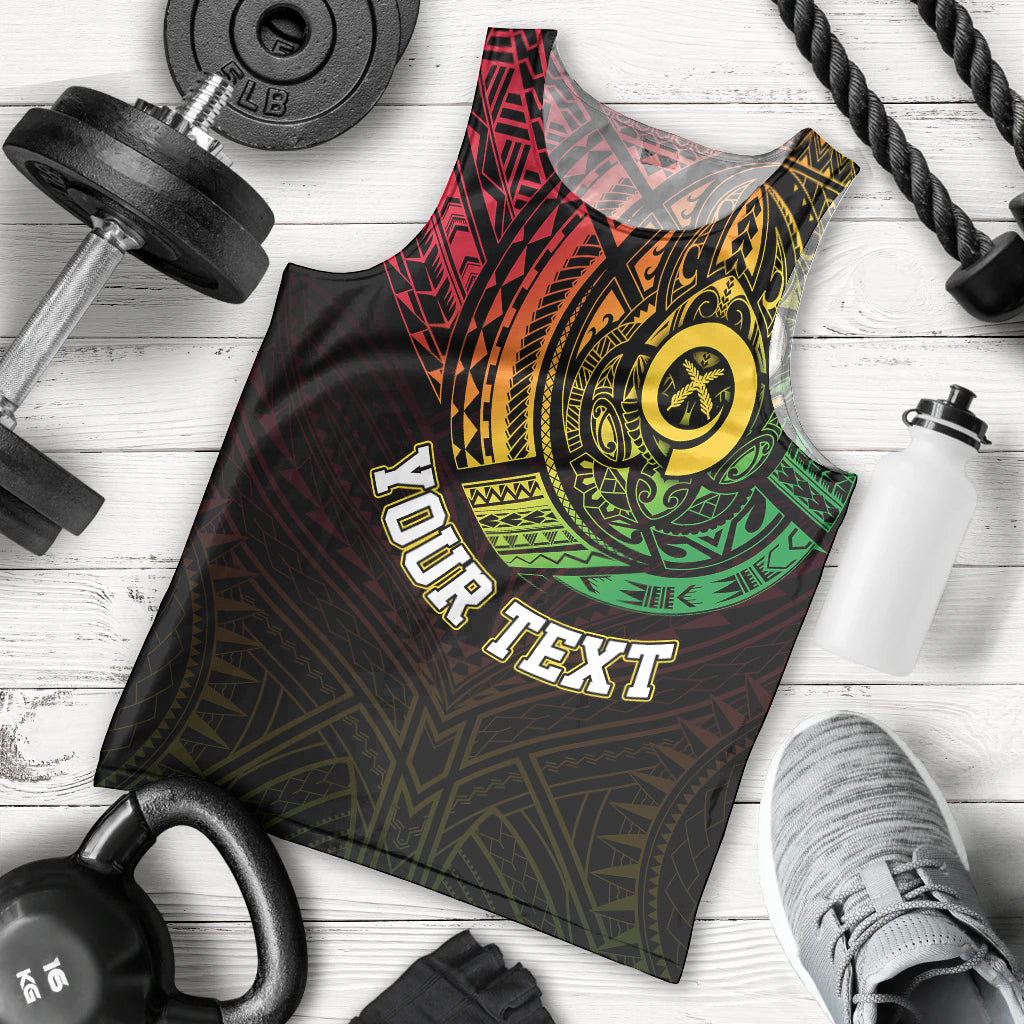 Personalised Vanuatu Men Tank Top Turtle Chest Tattoo Flag Color