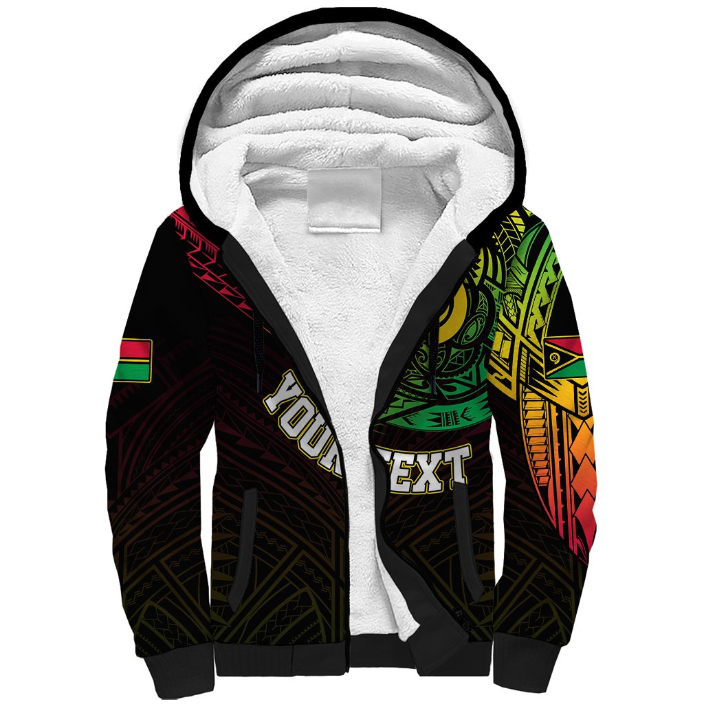 Personalised Vanuatu Sherpa Hoodie Turtle Chest Tattoo Flag Color