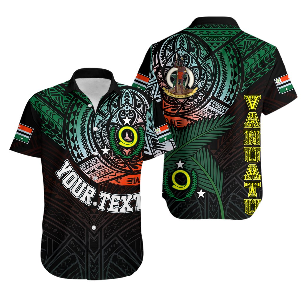 Personalised Vanuatu Hawaiian Shirt Turtle Chest Tattoo Flag Color - Penama