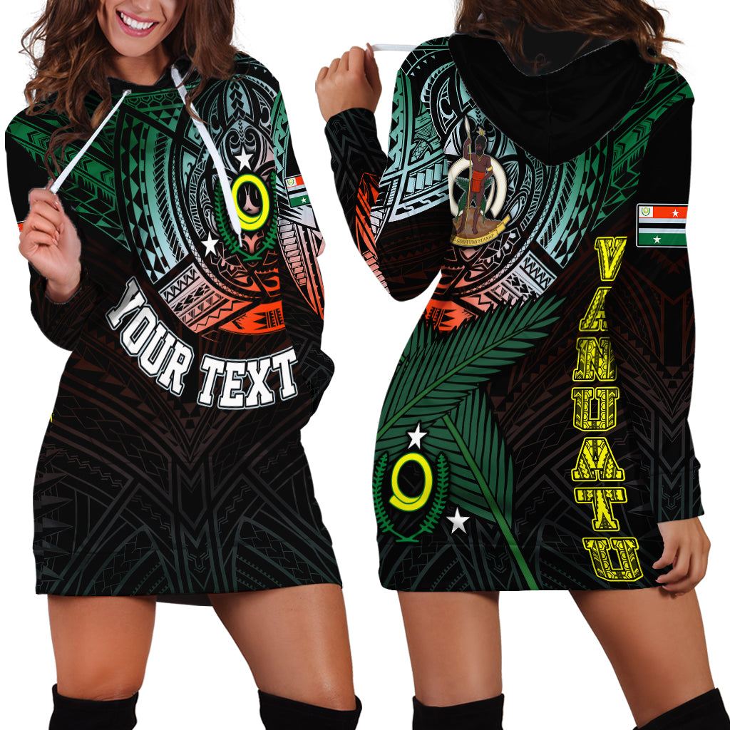 Personalised Vanuatu Hoodie Dress Turtle Chest Tattoo Flag Color Penama