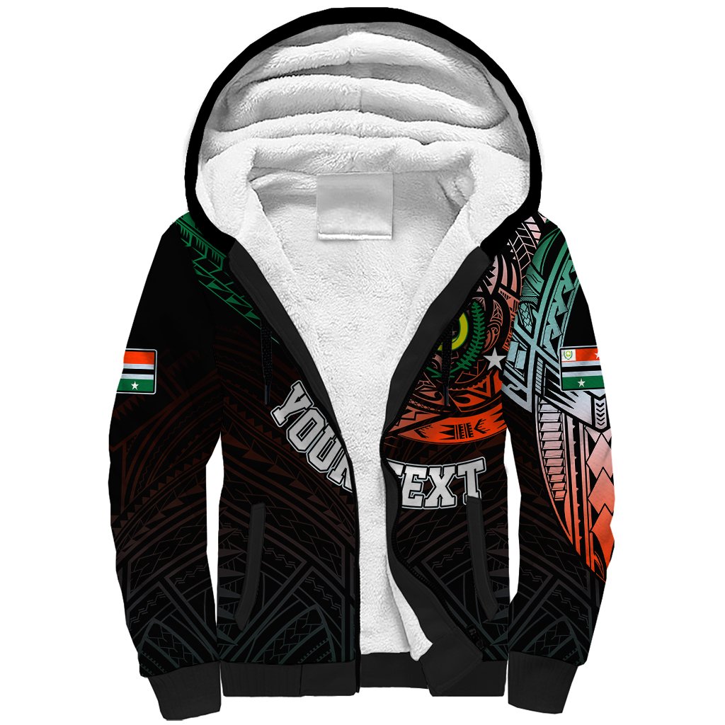 Personalised Vanuatu Sherpa Hoodie Turtle Chest Tattoo Flag Color Penama