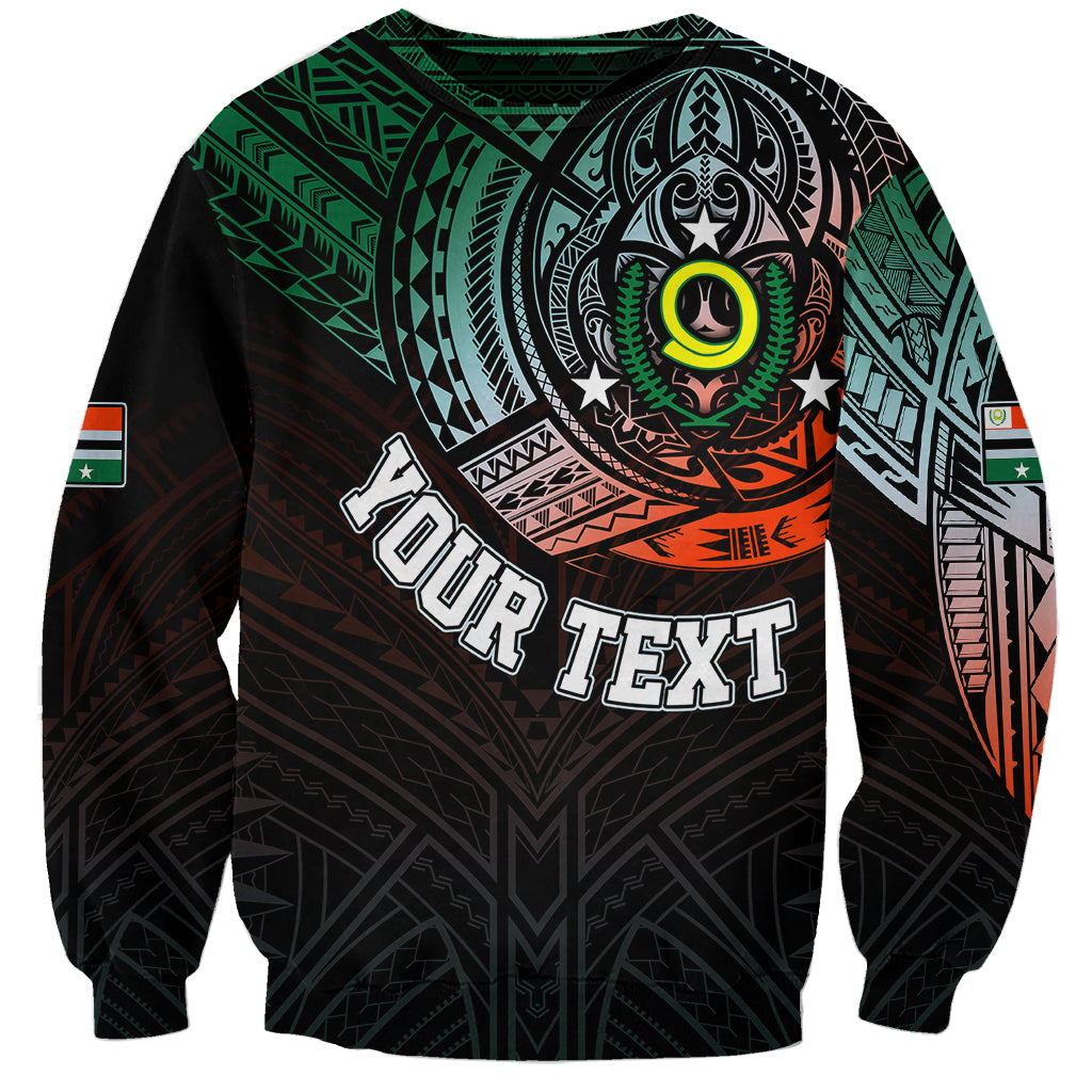 Personalised Vanuatu Sweatshirt Turtle Chest Tattoo Flag Color Penama