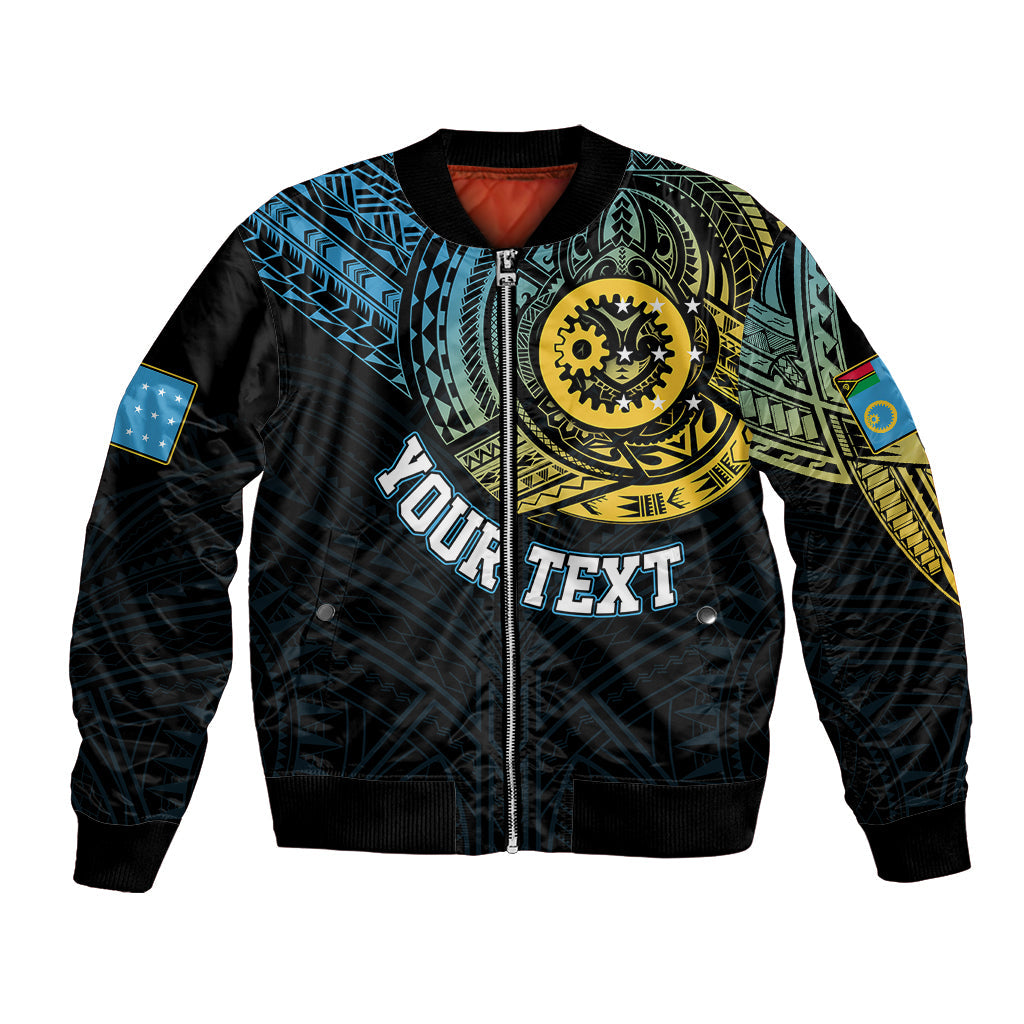 Personalised Vanuatu Bomber Jacket Turtle Chest Tattoo Flag Color Sanma