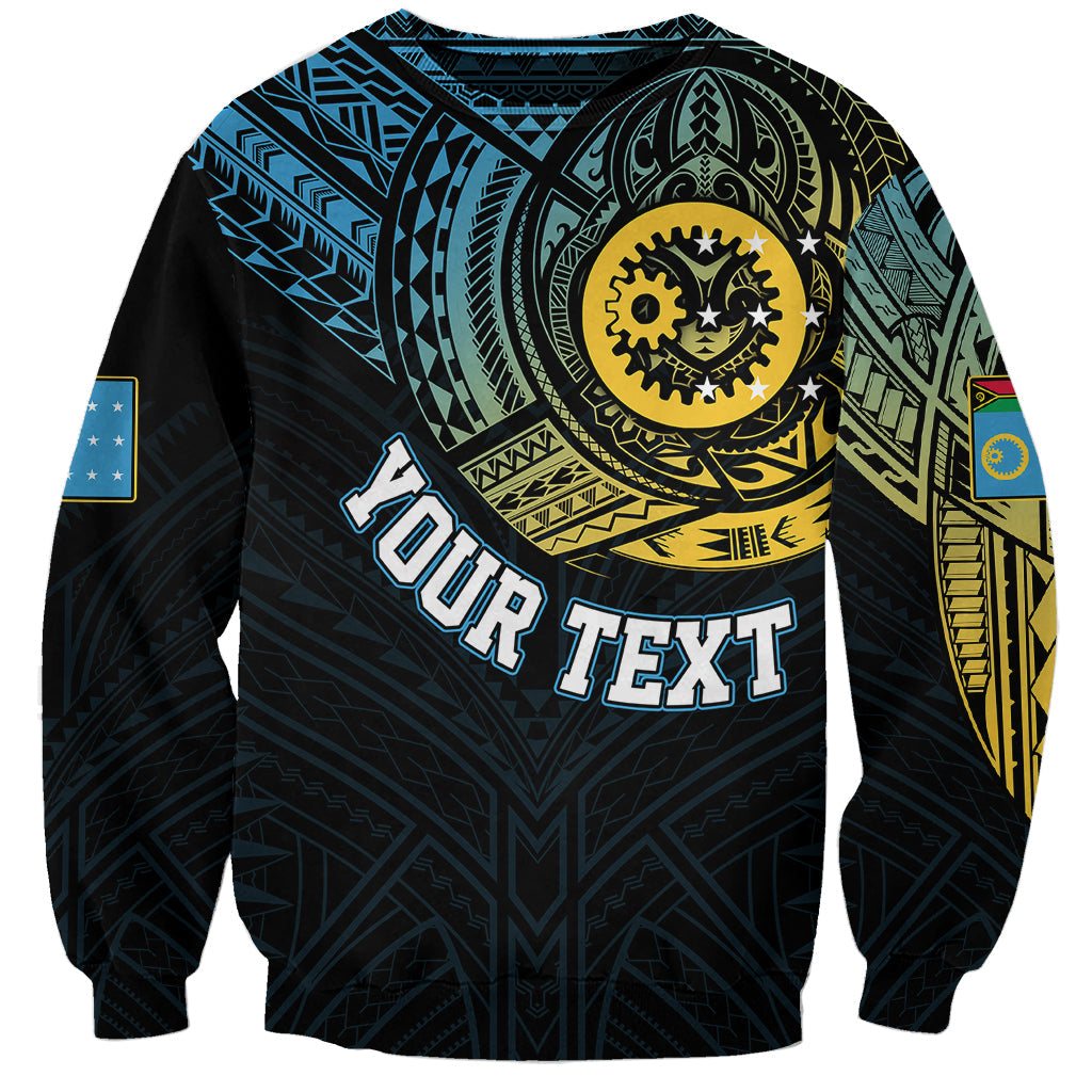 Personalised Vanuatu Sweatshirt Turtle Chest Tattoo Flag Color Sanma