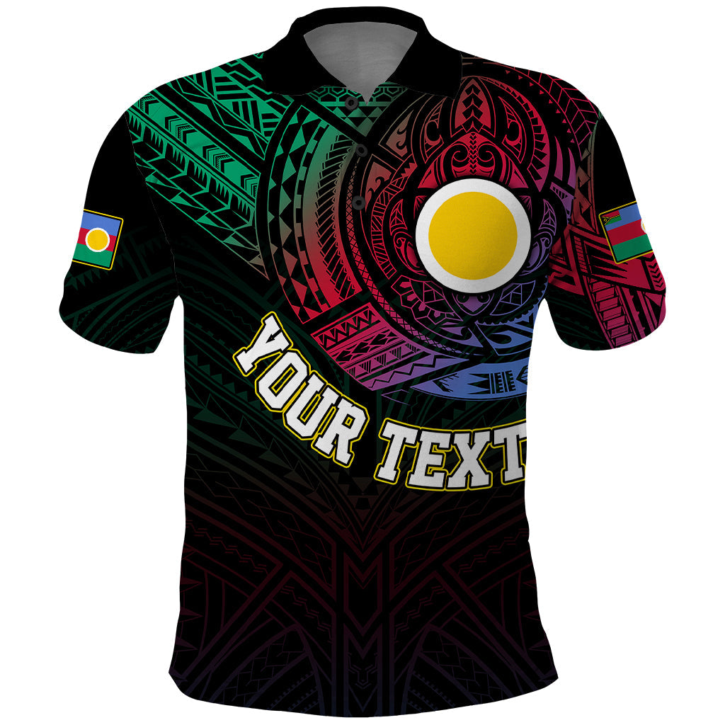Personalised Vanuatu Polo Shirt Turtle Chest Tattoo Flag Color - Shefa