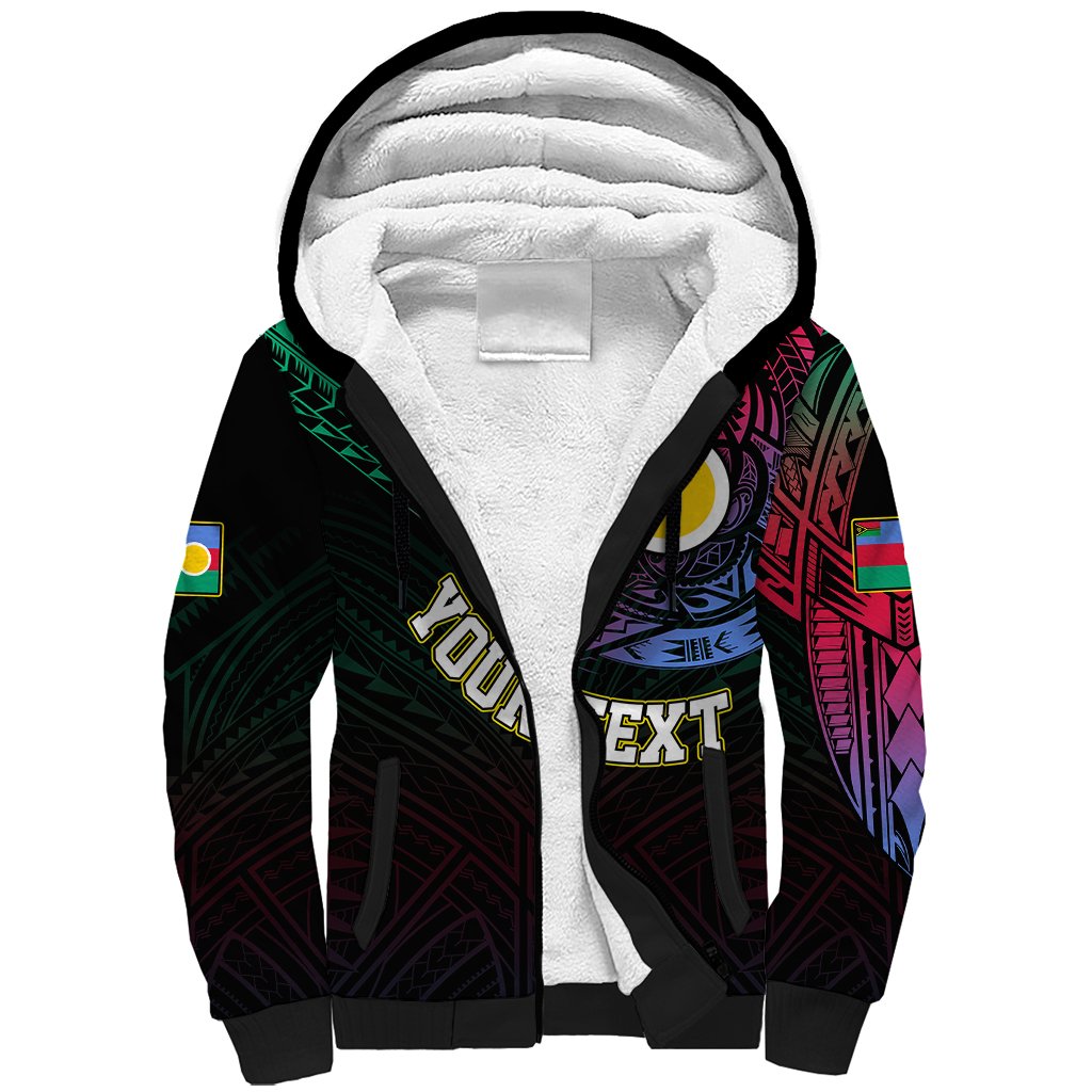 Personalised Vanuatu Sherpa Hoodie Turtle Chest Tattoo Flag Color Shefa