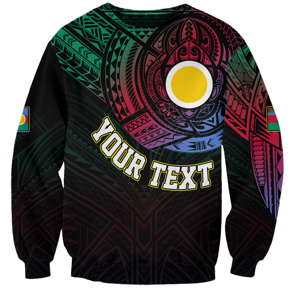 Personalised Vanuatu Sweatshirt Turtle Chest Tattoo Flag Color Shefa