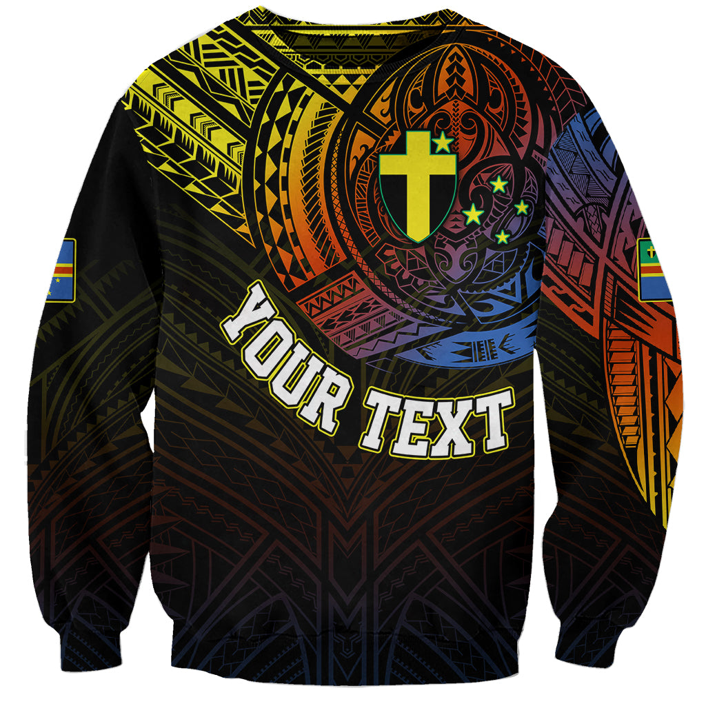 Personalised Vanuatu Sweatshirt Turtle Chest Tattoo Flag Color Tafea