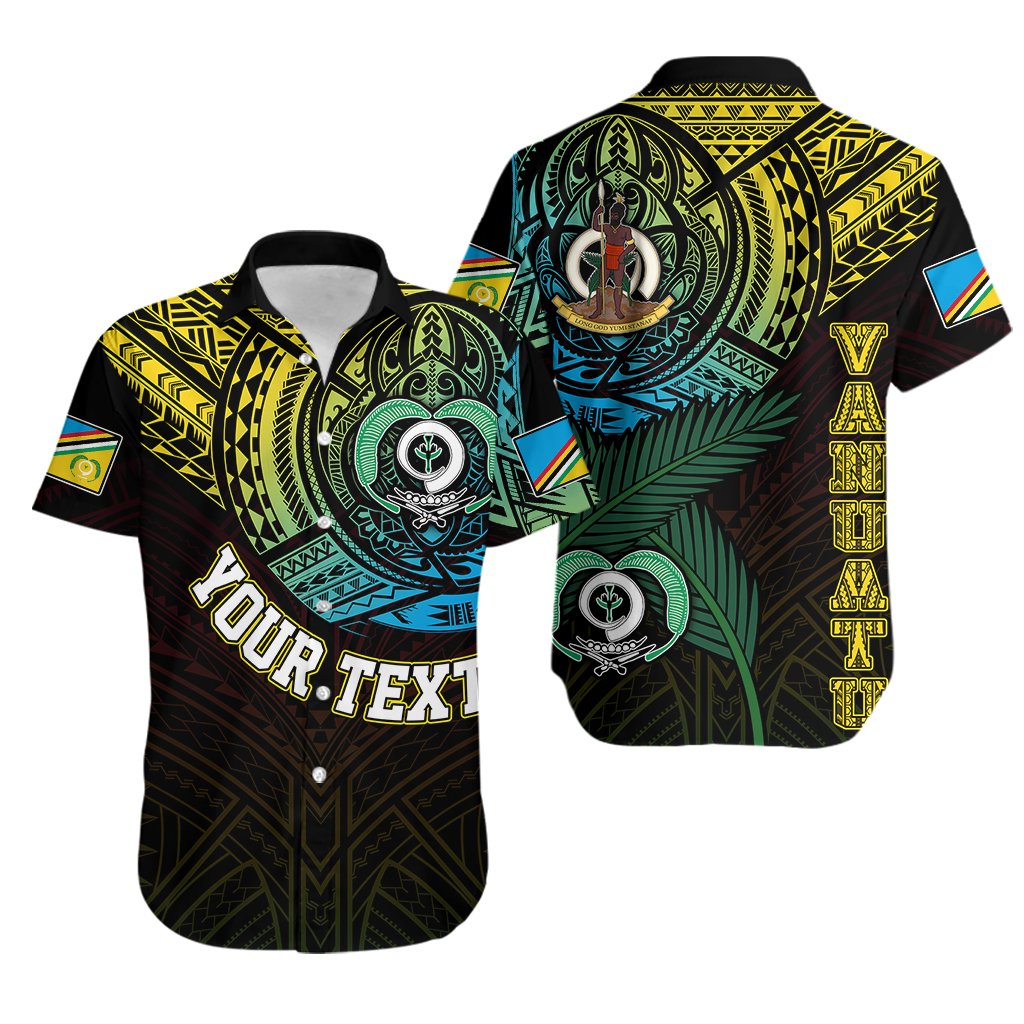 Personalised Vanuatu Hawaiian Shirt Turtle Chest Tattoo Flag Color - Torba