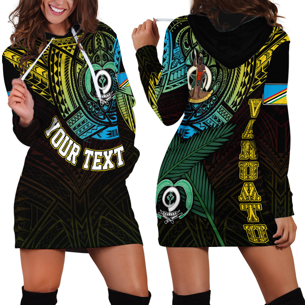 Personalised Vanuatu Hoodie Dress Turtle Chest Tattoo Flag Color Torba