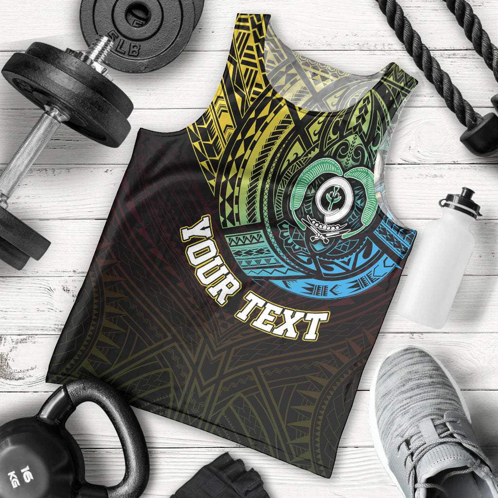 Personalised Vanuatu Men Tank Top Turtle Chest Tattoo Flag Color Torba