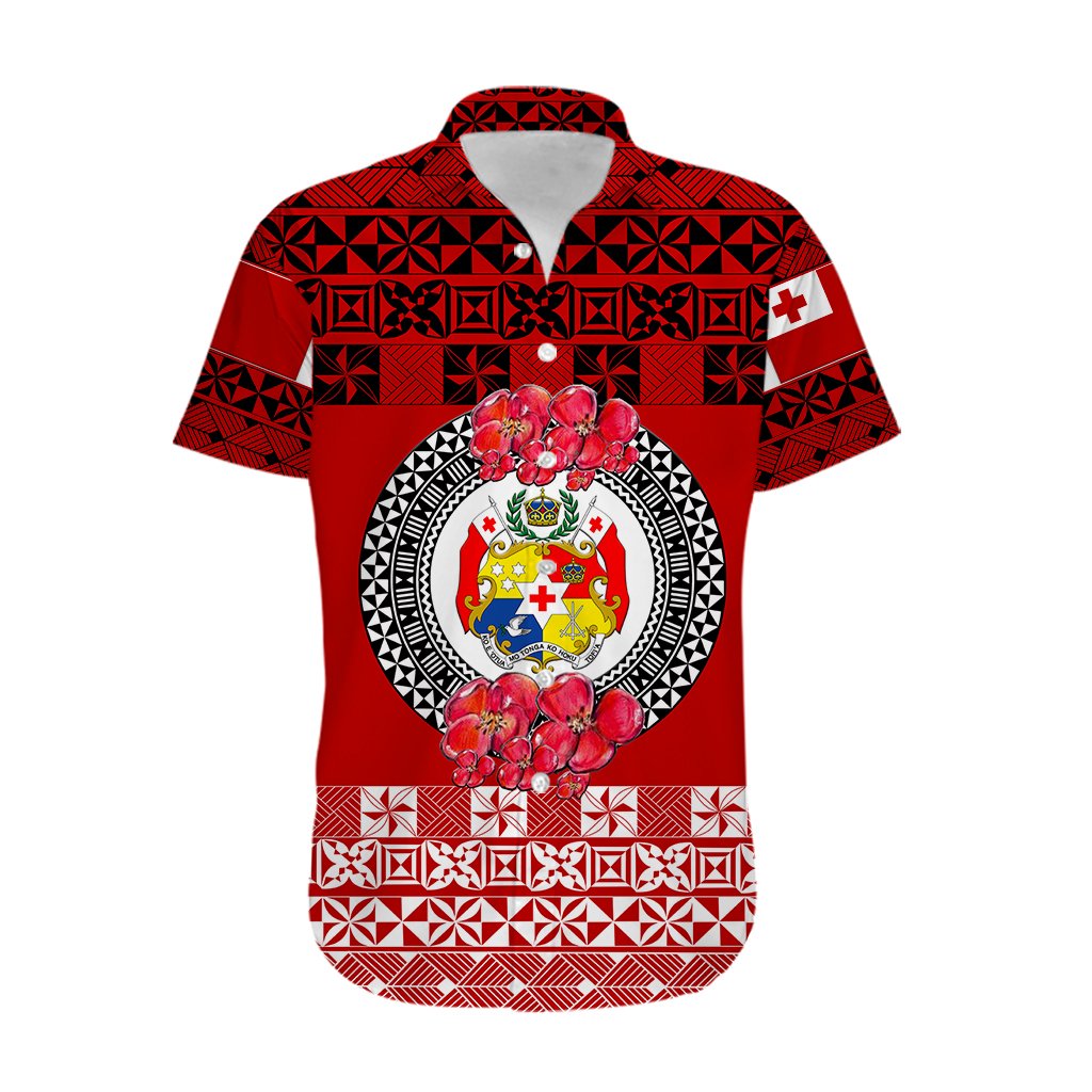 Custom Personalised Tonga Emancipation Day Hawaiian Shirt Independence Day - Simple Ngatu Heilala Flower - Red