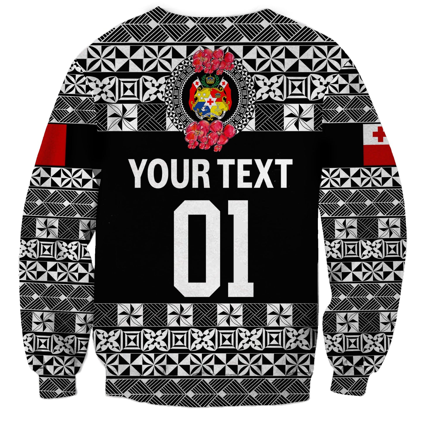 Custom Personalised Tonga Emancipation Day Sweatshirt Independence Day Simple Ngatu Heilala Flower Black