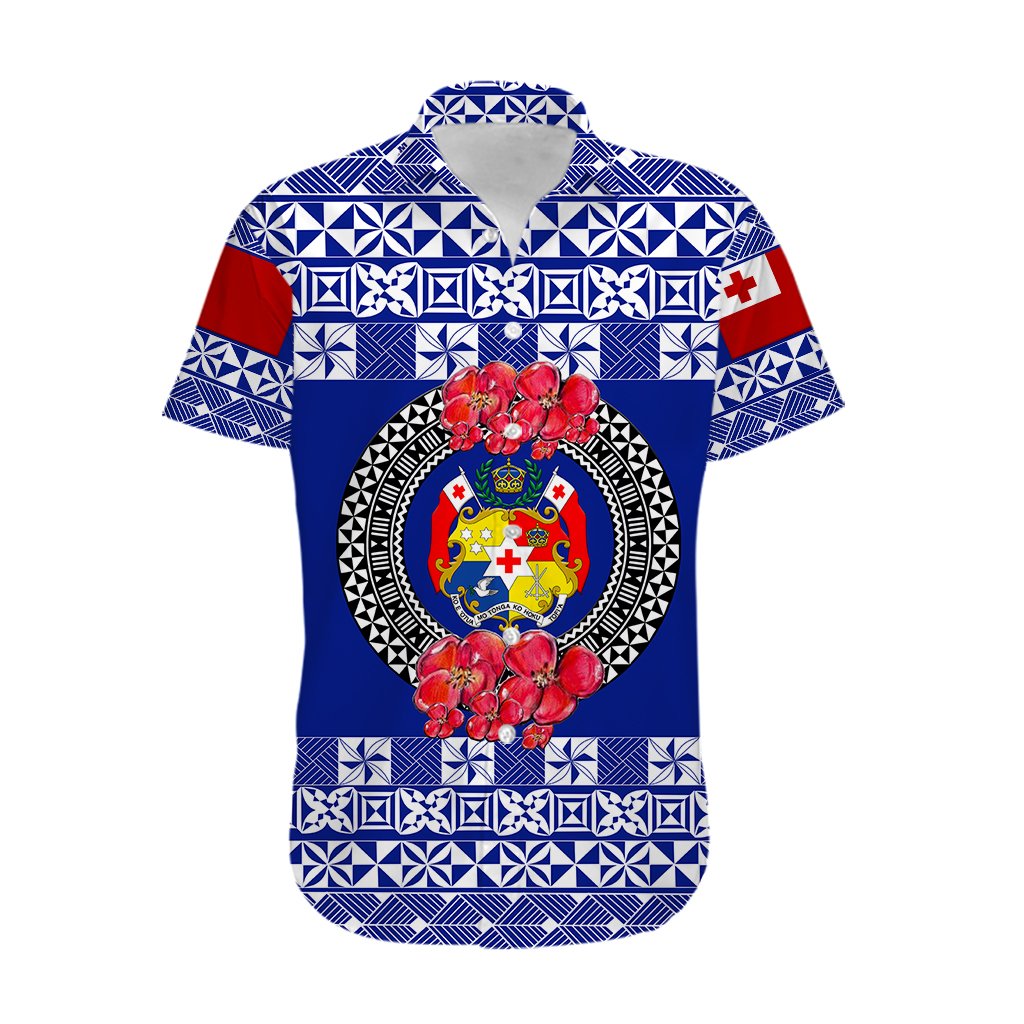 Custom Personalised Tonga Emancipation Day Hawaiian Shirt Independence Day - Simple Ngatu Heilala Flower - Blue