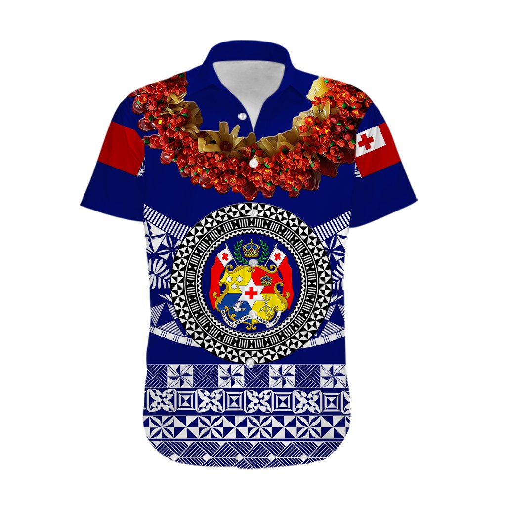 Custom Personalised Tonga Emancipation Day Hawaiian Shirt Independence Day - Fancy Kahoa Heilala Flower - Blue