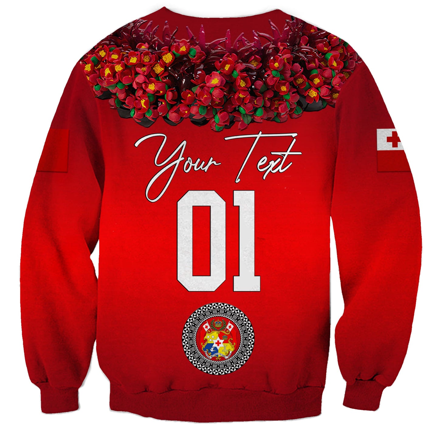 Custom Personalised Tonga Emancipation Day Sweatshirt Independence Day Unique Kahoa Heilala Flower Red