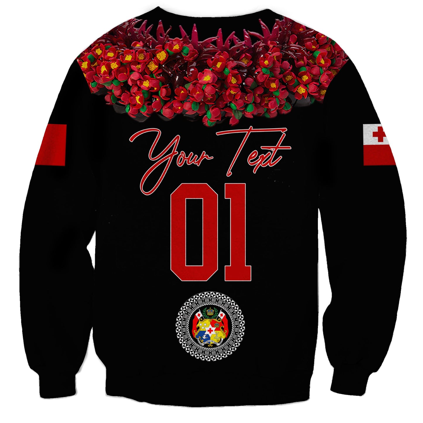 Custom Personalised Tonga Emancipation Day Sweatshirt Independence Day Unique Kahoa Heilala Flower Black