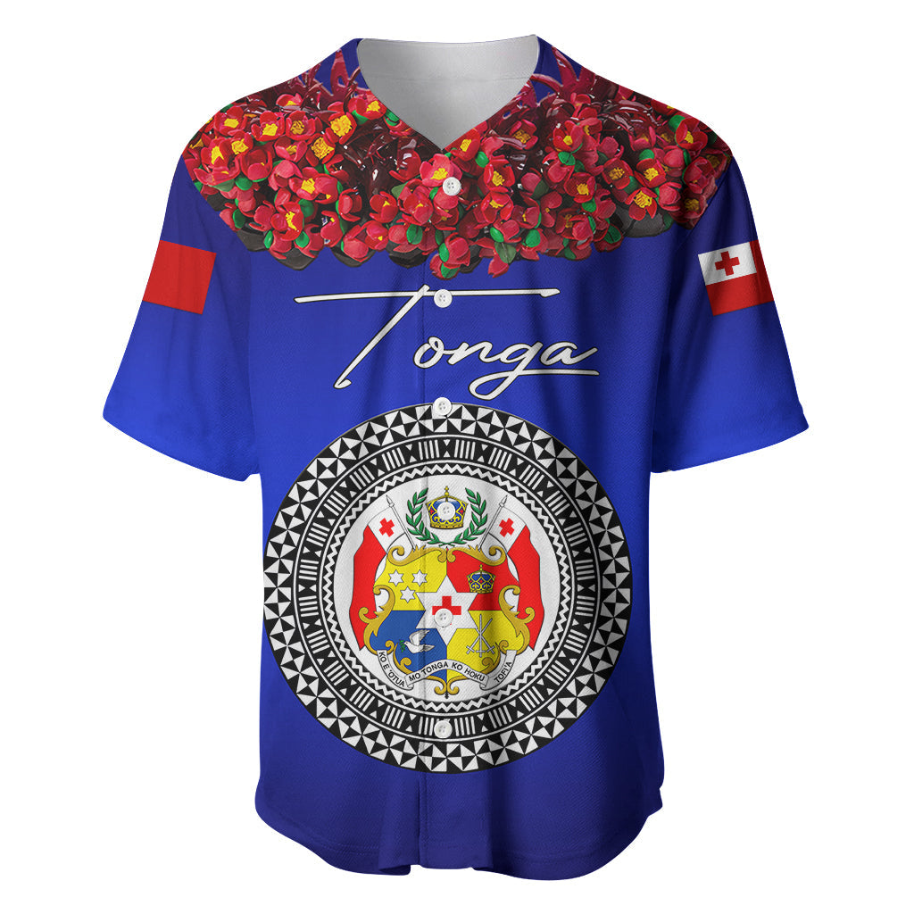 (Custom Personalised) Tonga Emancipation Day Baseball Jersey Independence Day Unique Kahoa Heilala Flower Blue