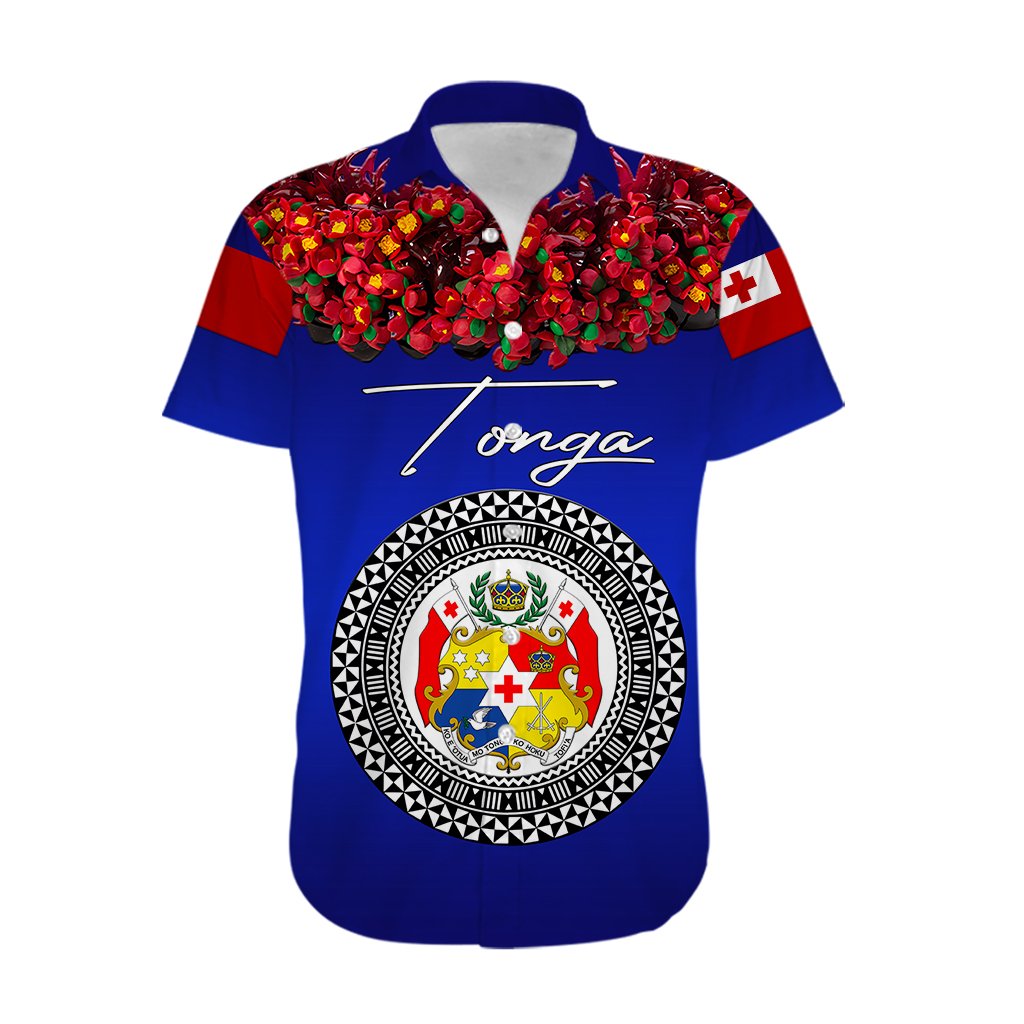 Custom Personalised Tonga Emancipation Day Hawaiian Shirt Independence Day - Unique Kahoa Heilala Flower - Blue