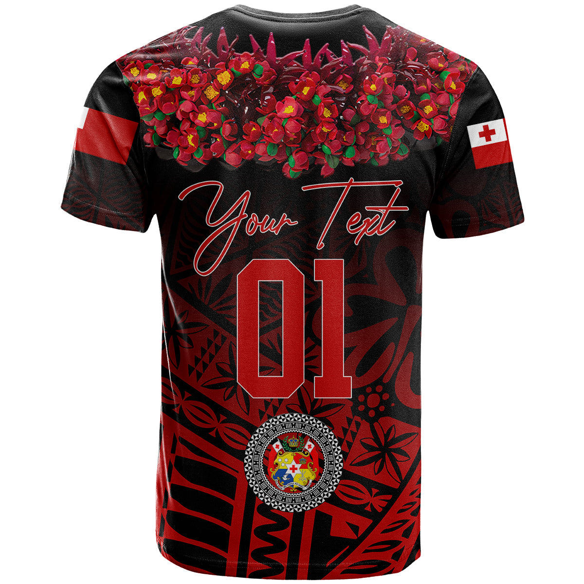 Custom Personalised Tonga Emancipation Day T Shirt Independence Day - Kupesi Kahoa Heilala Flower - Black