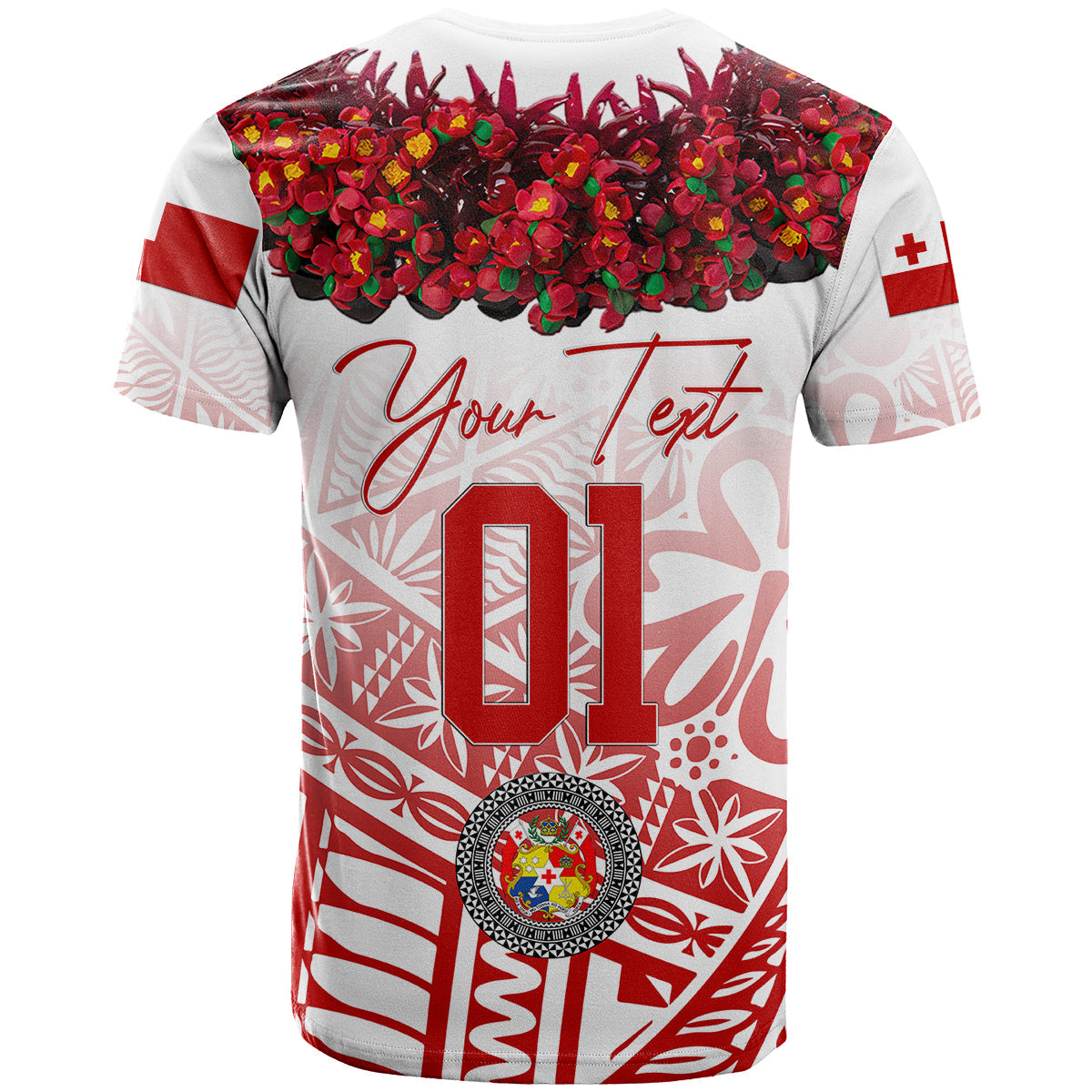 Custom Personalised Tonga Emancipation Day T Shirt Independence Day - Kupesi Kahoa Heilala Flower - White