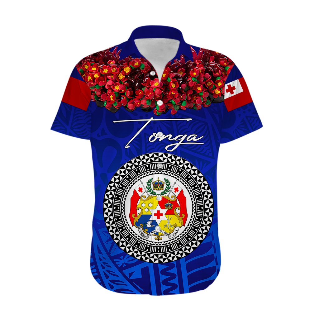 Custom Personalised Tonga Emancipation Day Hawaiian Shirt Independence Day - Kupesi Kahoa Heilala Flower - Blue