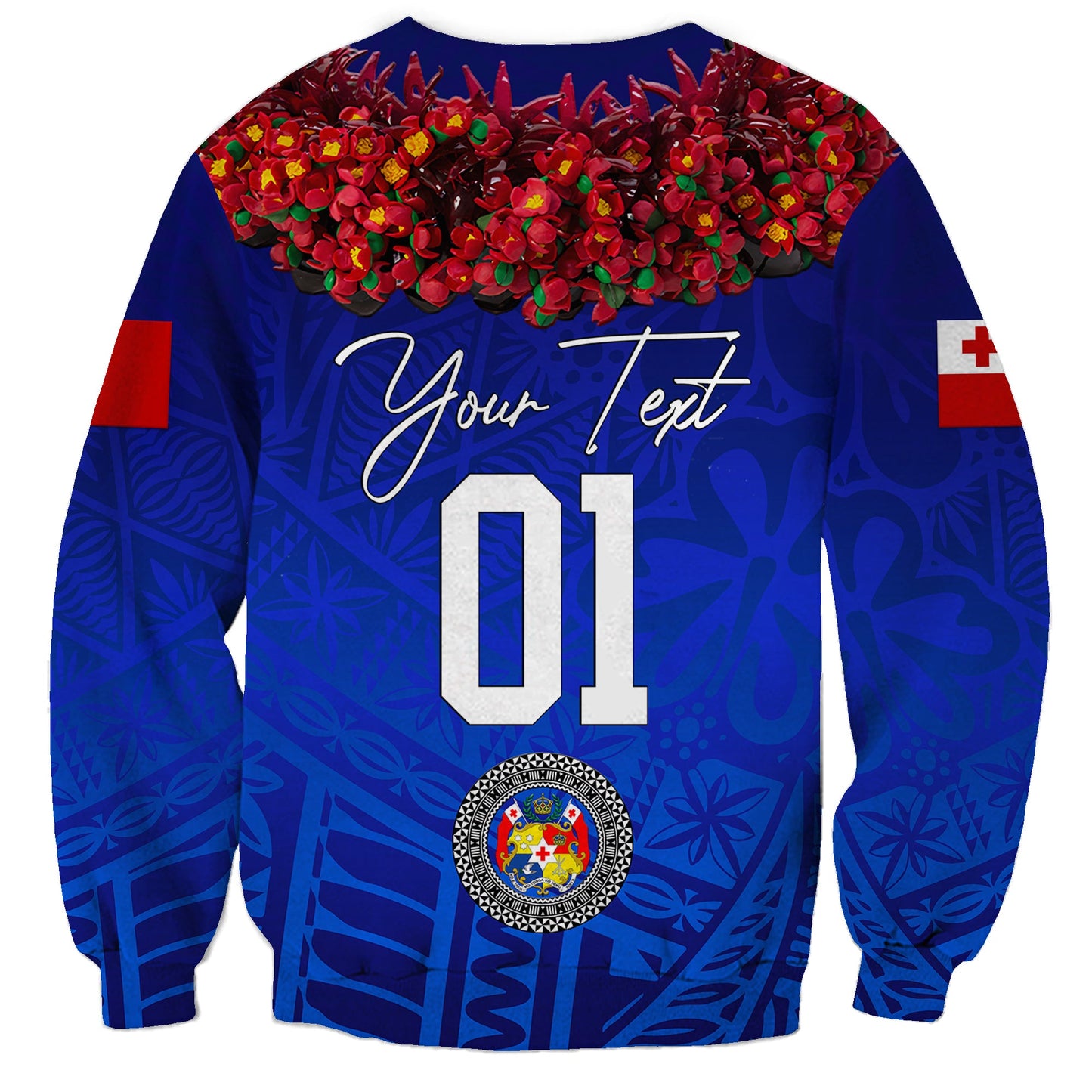 Custom Personalised Tonga Emancipation Day Sweatshirt Independence Day Kupesi Kahoa Heilala Flower Blue
