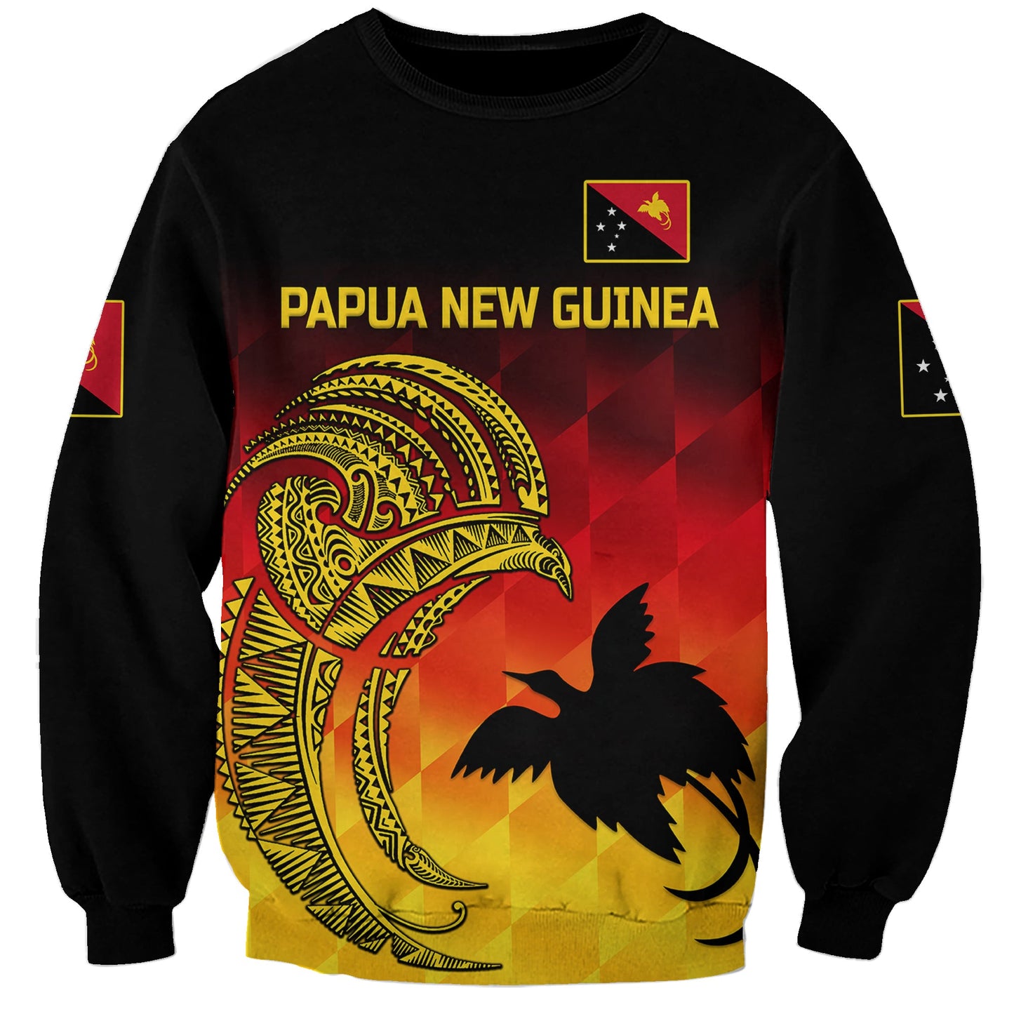 Papua New Guinea Barramundis Cricket Sweatshirt Birds Of Paradise Paradisaea Raggiana Original Gradient Flag Vibes