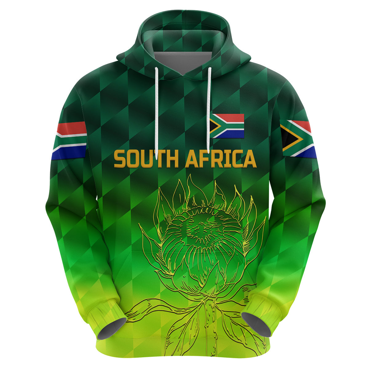 Custom South Africa Proteas CrickeHoodie Simple Gradient Green