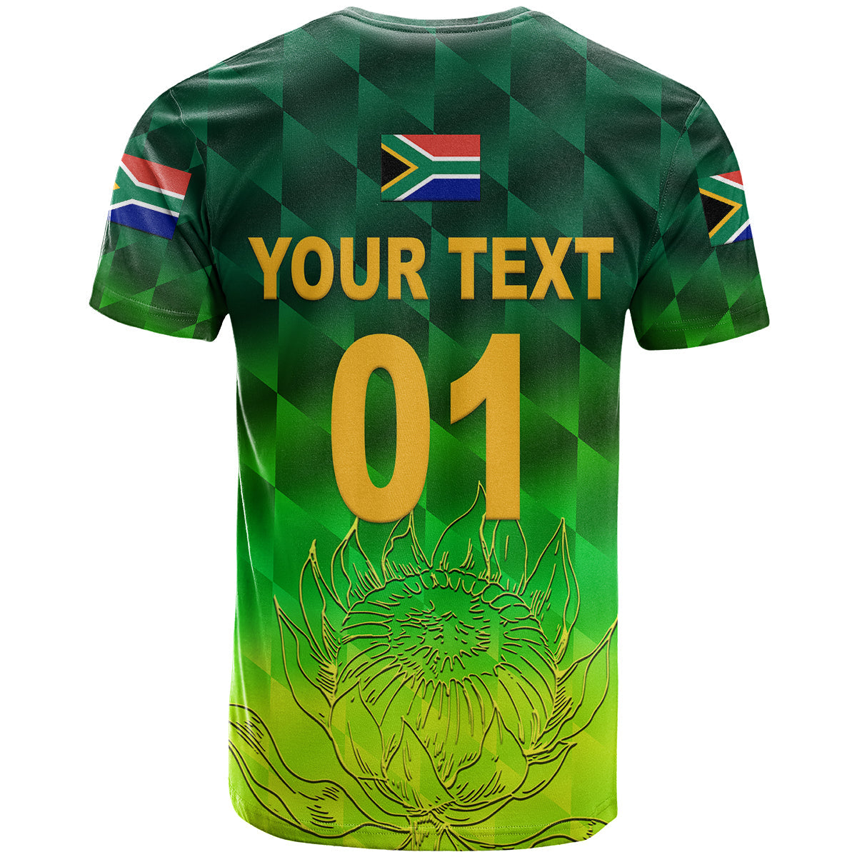 Custom South Africa Proteas Cricket T Shirt Simple Gradient Green