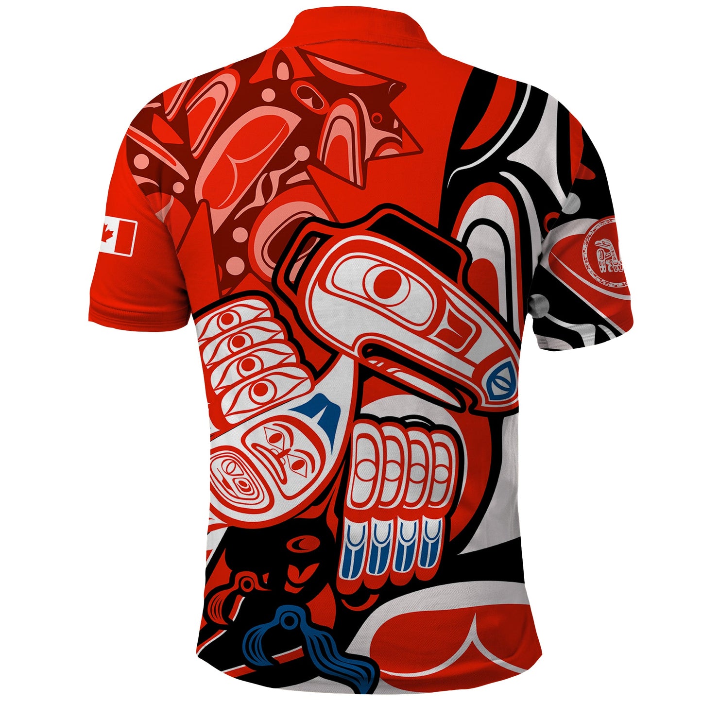 Custom Canada Haida Polo Shirt Classic Haida Stylized Raven In Red