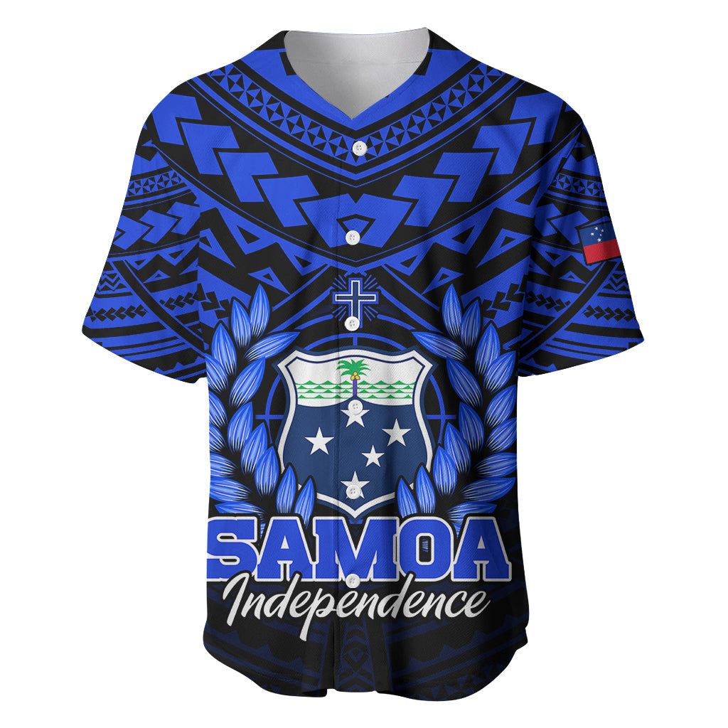 (Custom Personalised) Samoa Independence Day Baseball Jersey Ulafa Polynesian Unique Blue No1