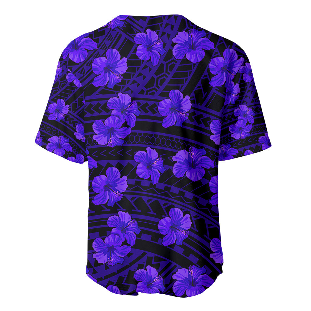 Polynesian Hawaii Style With Hibiscus Baseball Jersey Blue