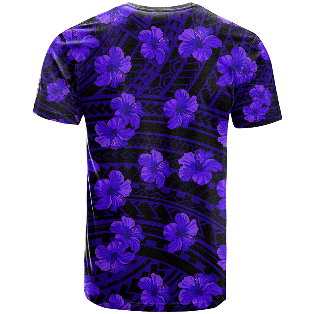Polynesian Hawaii Style With Hibiscus T Shirt Blue