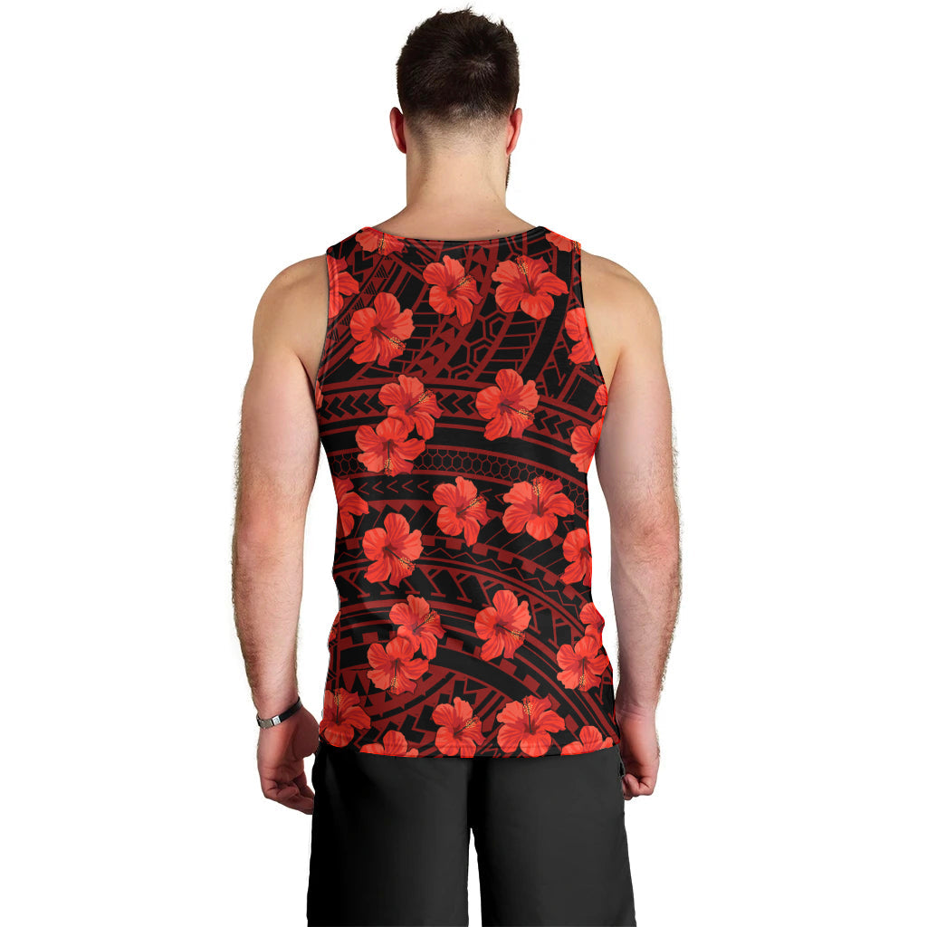 Polynesian Pride Hawaii Style With Hibiscus Men Tank Top Red