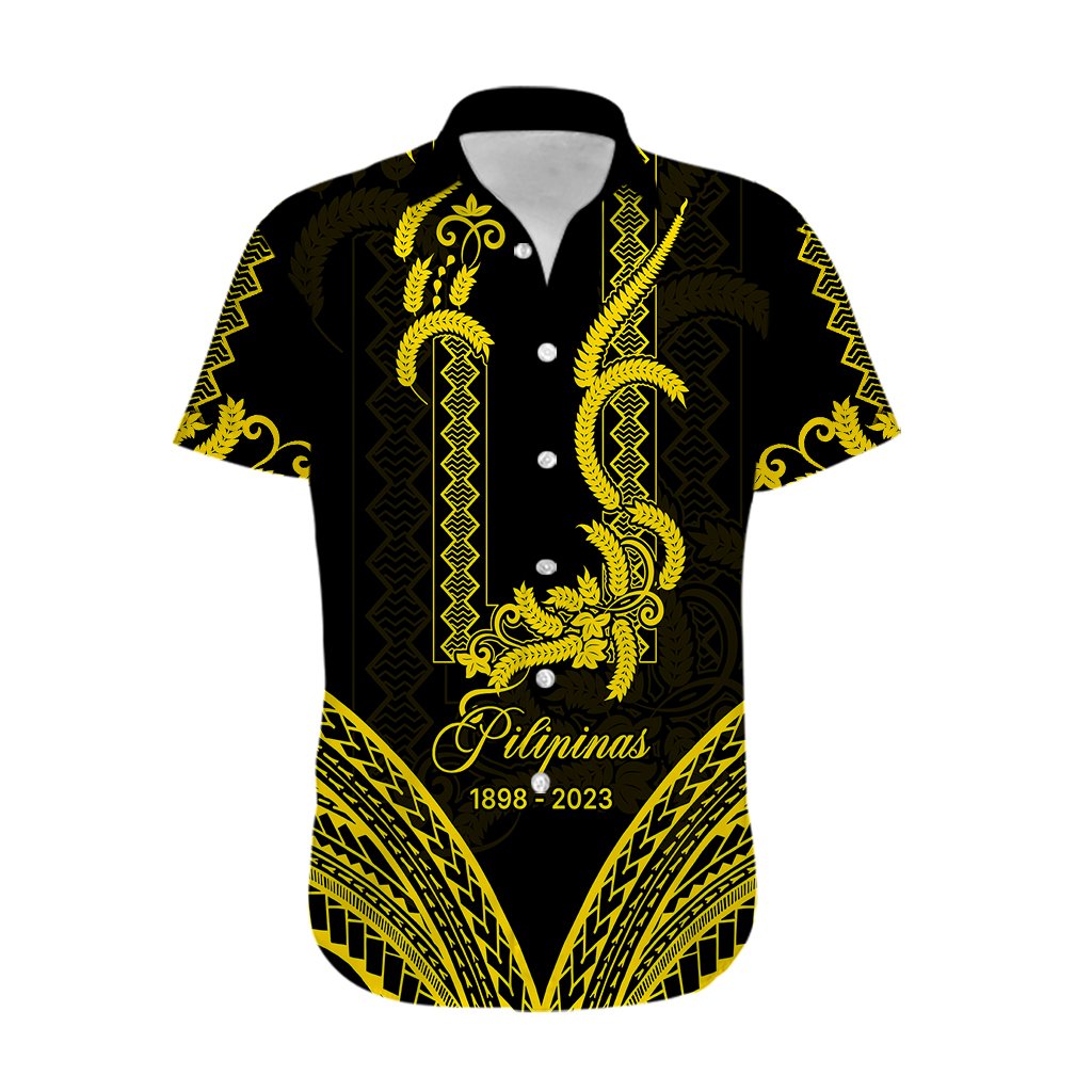 Personalised Philippines Independence Day Hawaiian Shirt Pechera With Side Barong Patterns