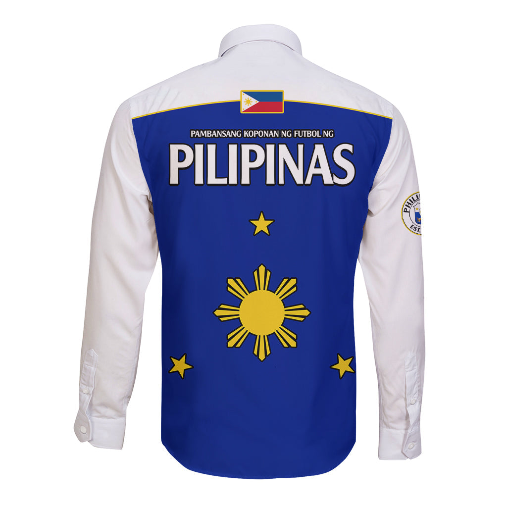 Philippines Concept Home Football Long Sleeve Button Shirt Pilipinas Flag White Style 2023