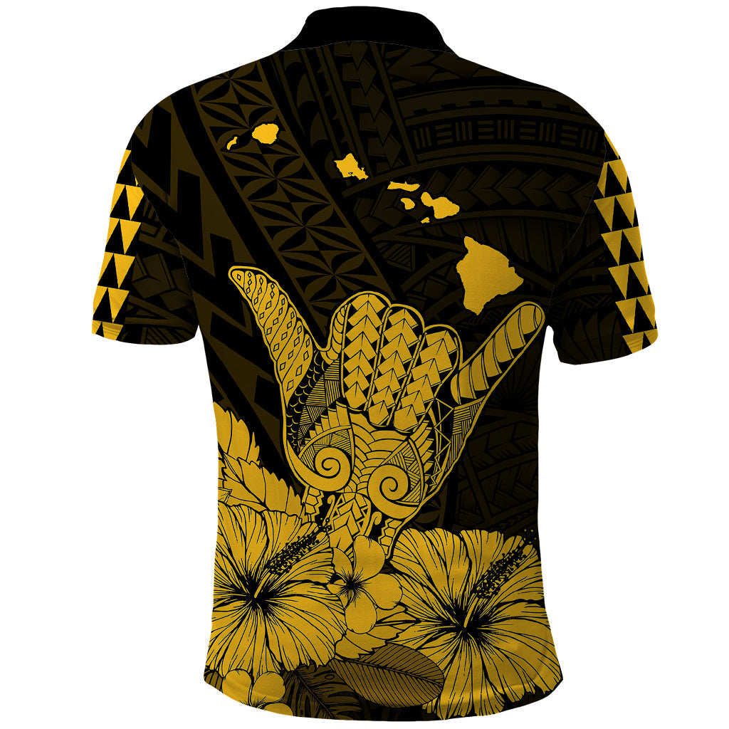 Hawaii Shaka Sign Polo Shirt Gold Version