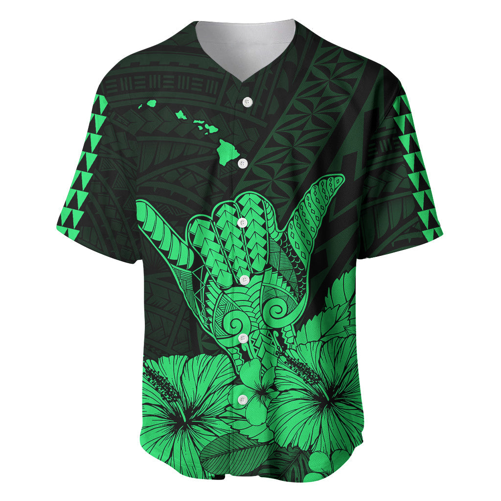 Hawaii Shaka Sign Baseball Jersey Green Version