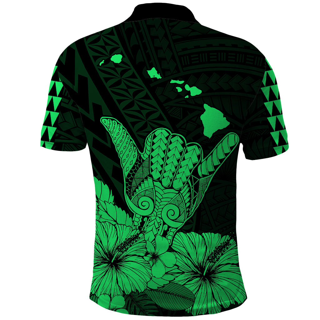 Hawaii Shaka Sign Polo Shirt Green Version