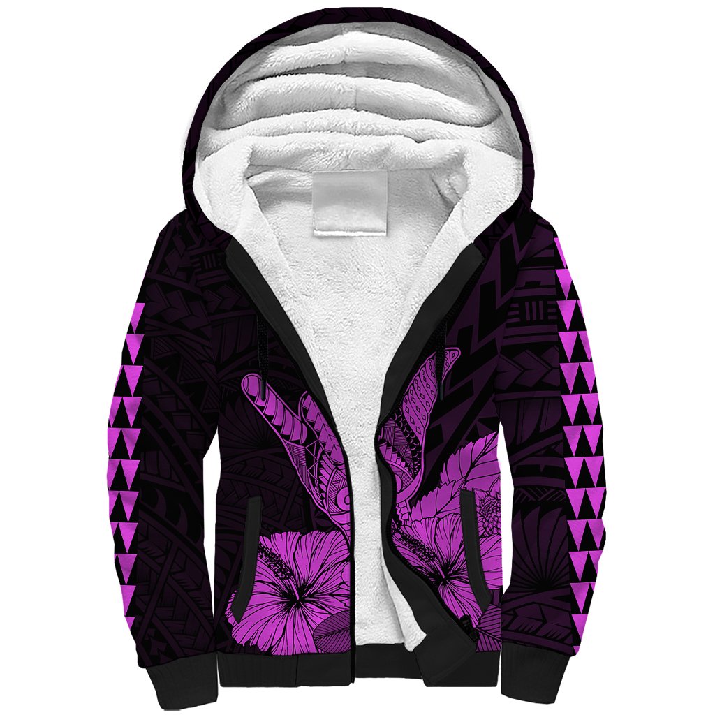 Hawaii Shaka Sign Sherpa Hoodie Purple Version