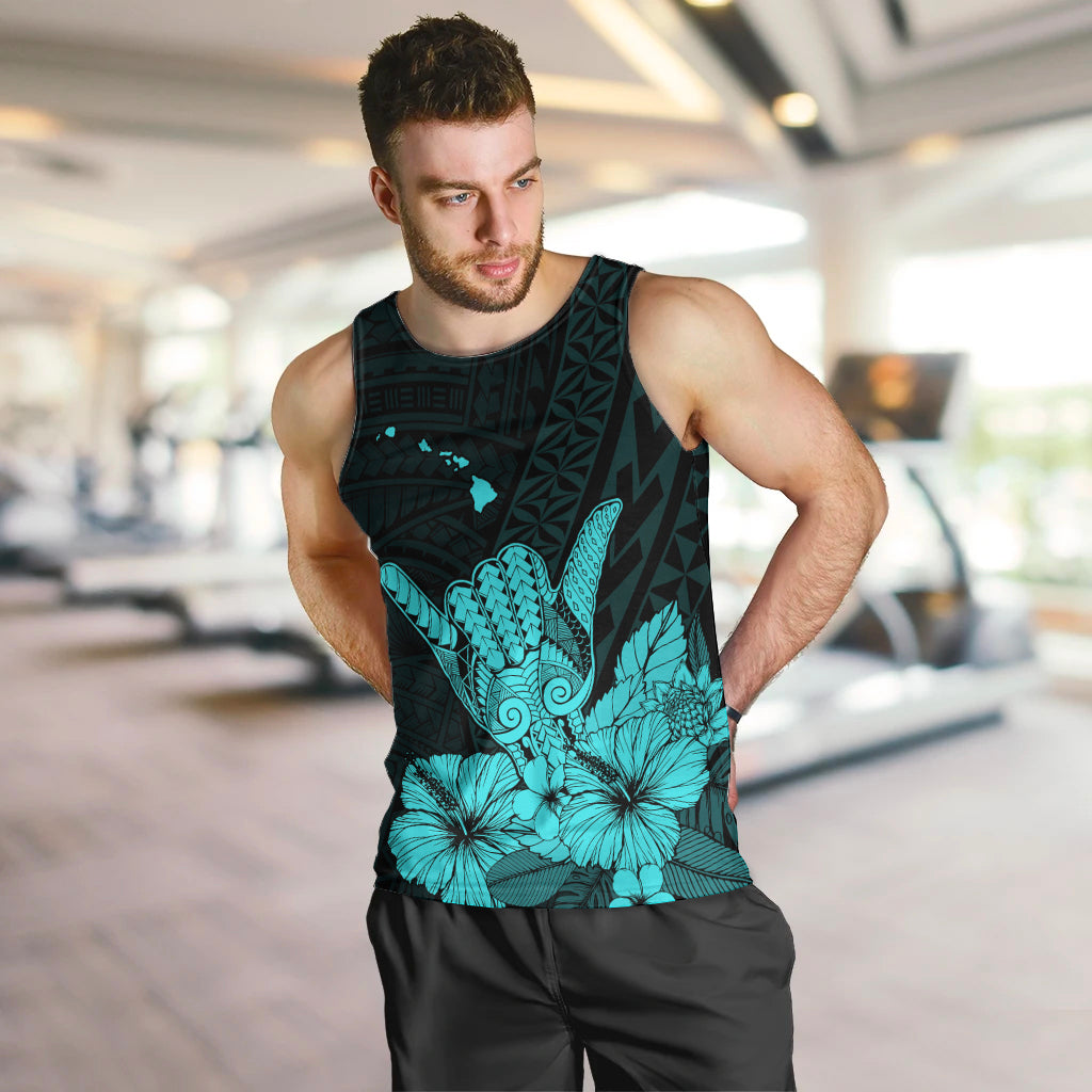 Hawaii Shaka Sign Men Tank Top Turquoise Version
