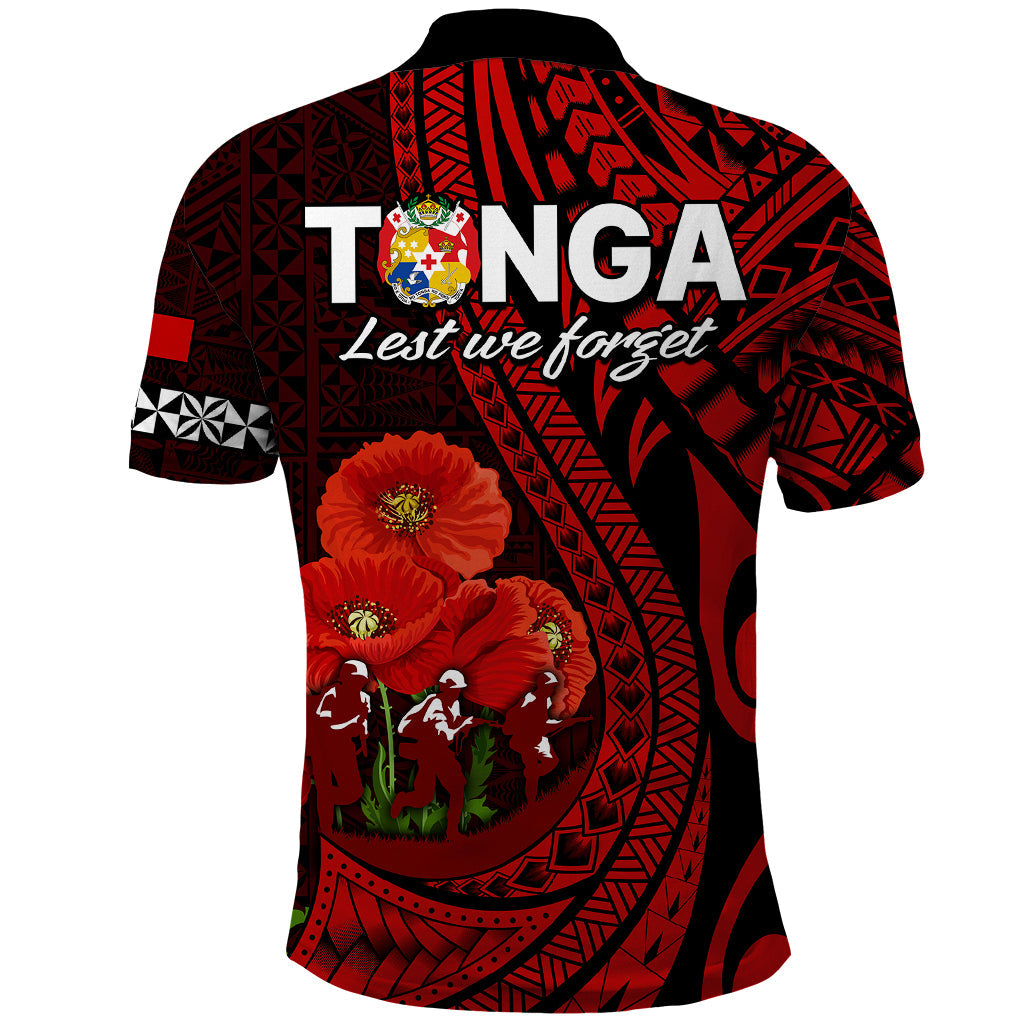 Tonga ANZAC Day Polo Shirt Lest We Forget Red Version