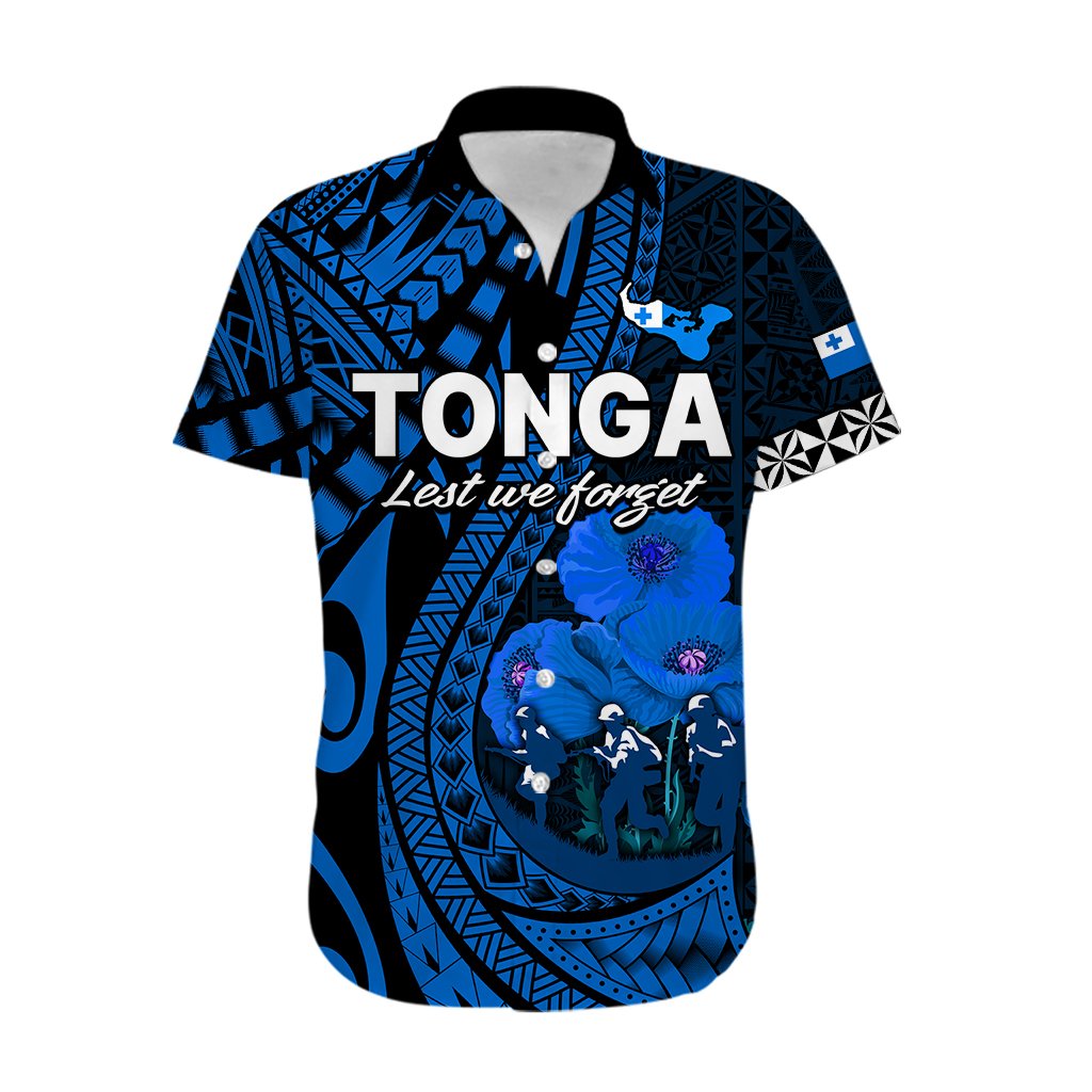 Tonga ANZAC Day Hawaiian Shirt Lest We Forget Blue Version