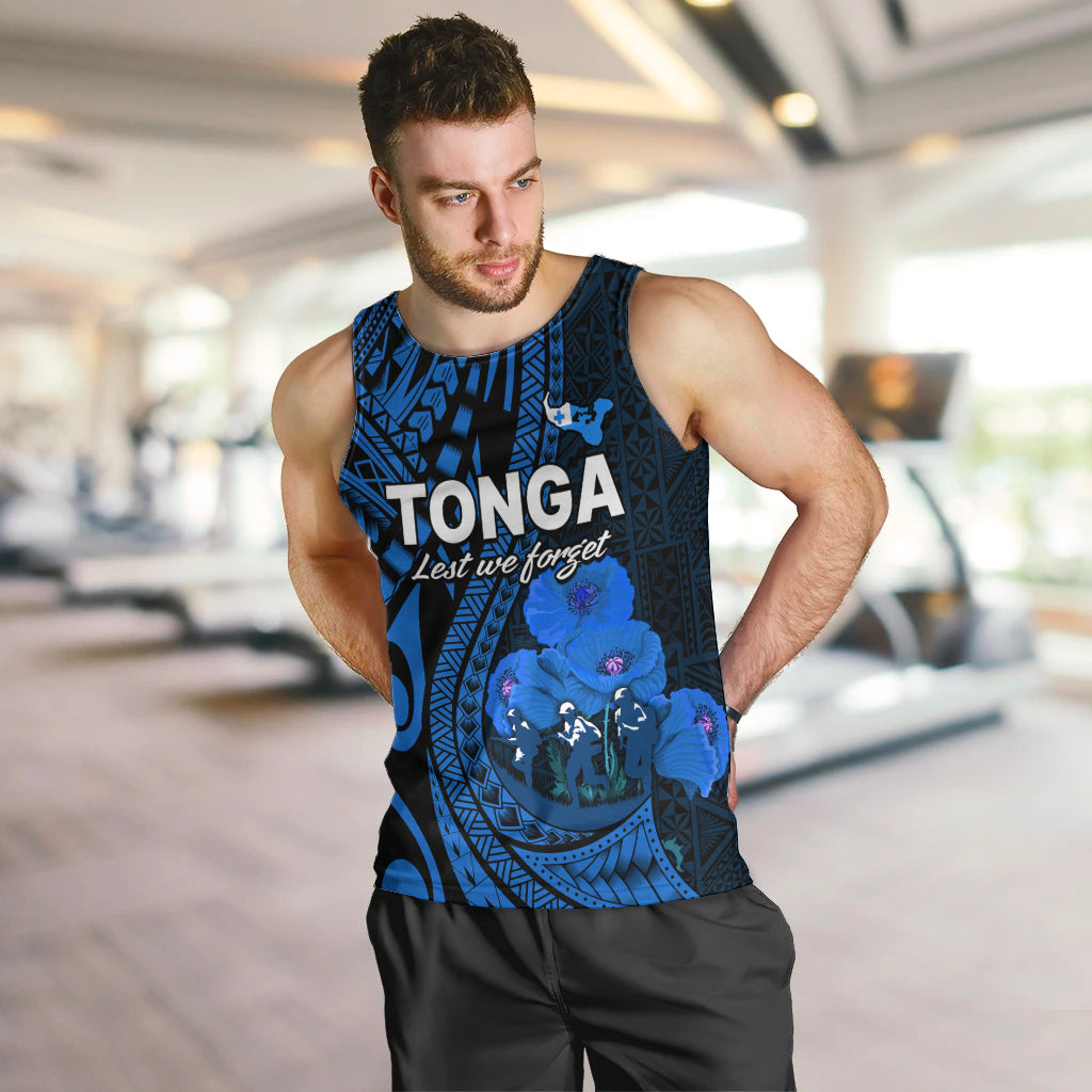 Tonga ANZAC Day Men Tank Top Lest We Forget Blue Version